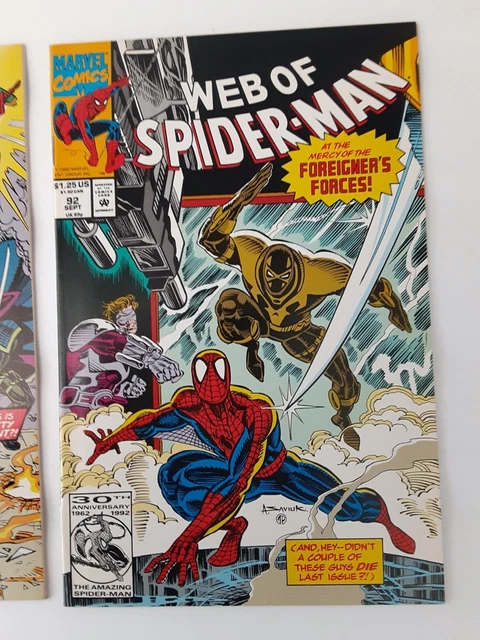 WEB OF SPIDER-MAN Comic Lot of 2 Vol. 1, No. 91 and 92 (Marvel 1992) VERY NICE!! 3