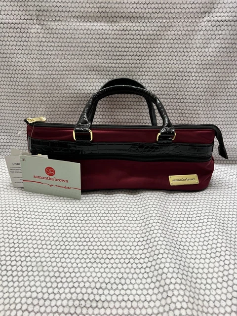 NWT Samantha Brown Insulated Wine Lunch Bag Clutch Maroon/Black-New with Tags