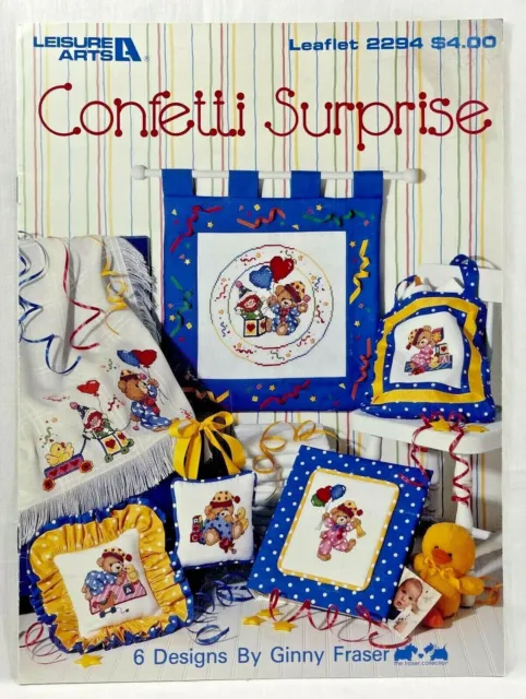 Leisure Arts Confetti Surprise 2294 1992 libro de patrones de punto de cruz contado 9836