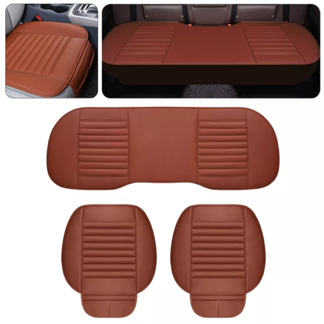 3pcs Auto Sitzauflage Sitzbezüge Sitzkissen Sitzmatte Matte PU Leder Universal