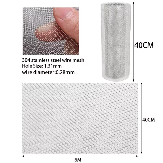 Stainless Steel Mesh Roll 6m Rodent Proof Control Netting Welded Wire Block Pest