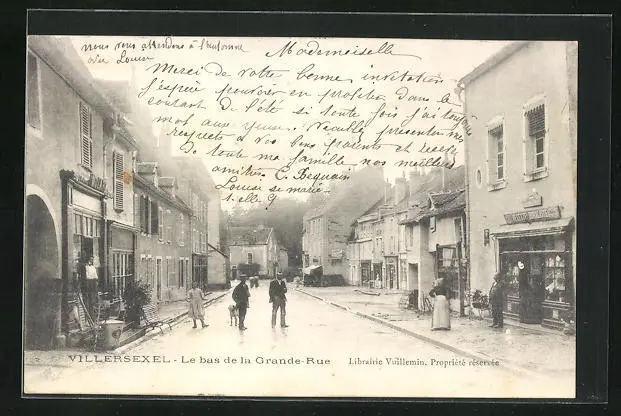 CPA Villersexel, Le Bas de la Grande Rue, Librairie Vuillemin 1904
