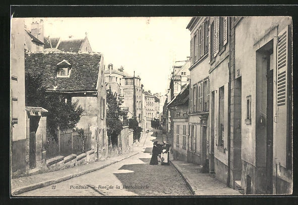 CPA Pontoise, Rue de la Bretonnerie, vue de la rue 1917