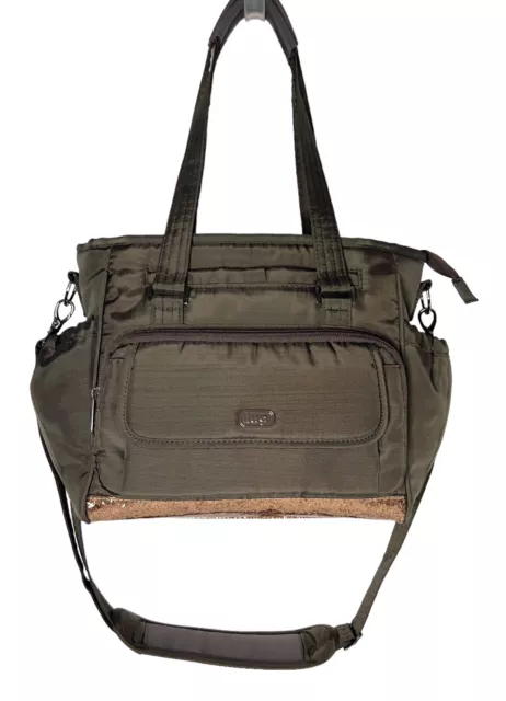 Lug Promenade Brown Quilted Tote Shoulder Bag w/ Crossbody Detachable Strap NEW