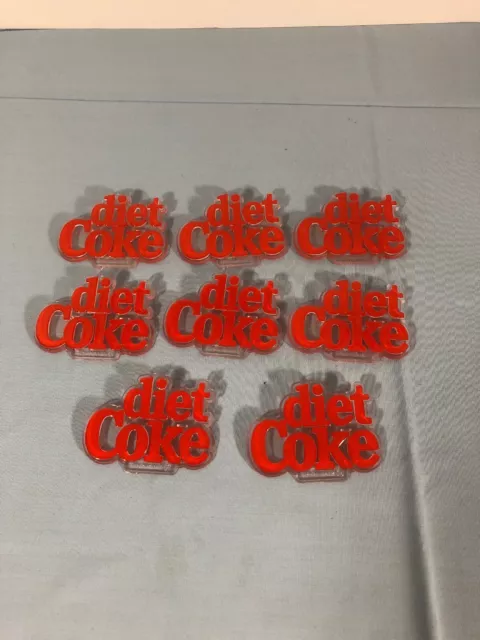 Lot Of 8 Coca-Cola Diet Coke Logo Plastic Sign Insert New Old Stock Vintage