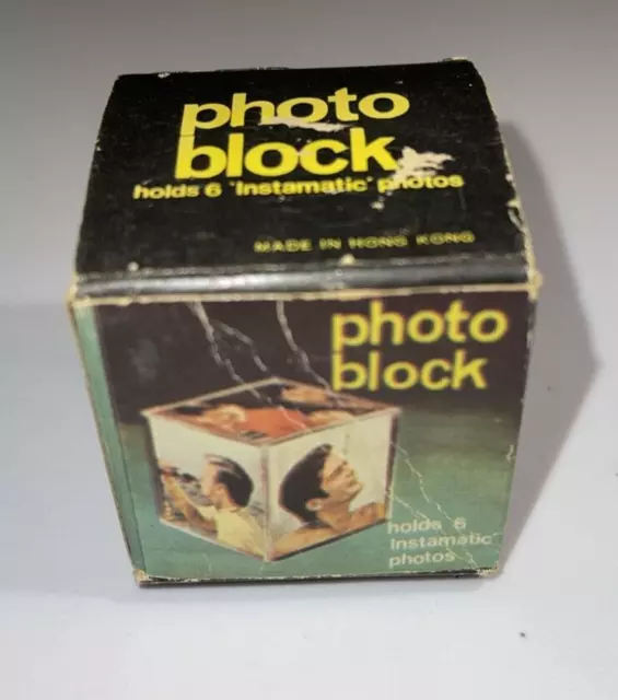 Vintage Instamatic Photo Cube Holds 6 Pictures 1970s Desk Cubicle Box Block 2”