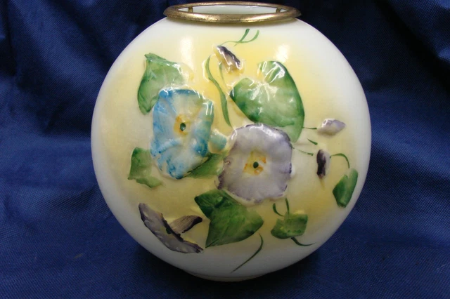 Handpainted GWTW Parlor Globe Lamp Shade Morning Glories and Vines  8" Across