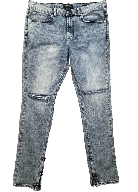 PACSUN MENS JEANS Skinny Distressed Mid Rise Light Blue Denim Size
