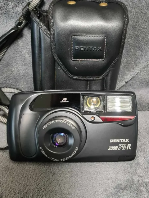 Pentax Zoom 70-R Camera & Case 35Mm Point & Shoot Tested Working
