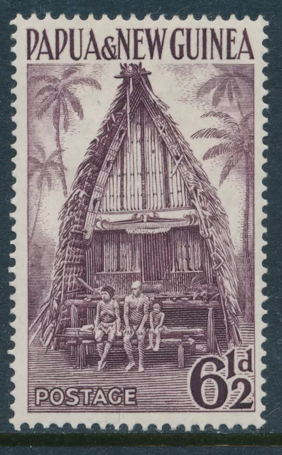 1952 PAPUA NEW GUINEA 6½d DULL PURPLE MINT HINGED MH SG7
