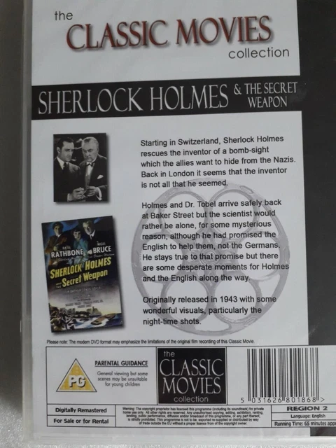 SHERLOCK HOLMES AND The Secret Weapon Dvd Basil Rathbone £2.44 ...