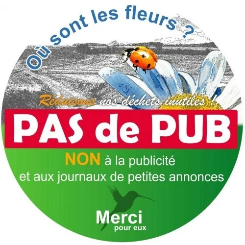 Autocollant "Stop Pub" Pour Boîte Aux Lettres - Logo 599 - Neuf - Fabriqué En France