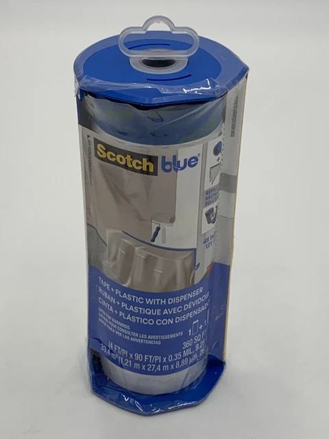 Scotch Blue Painters Tape Plus Plastic With Dispenser 4Ft X 90Ft Sealed