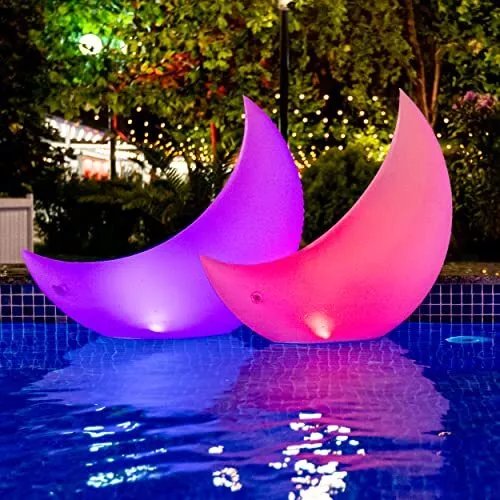 2 Pack Floating Lights Solar Powered 24 Inch Inflatable Floating Solar Pool Ligh