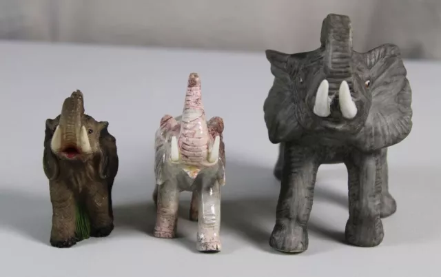 B5/ 3 ältere kleine Figuren - Elefanten aus versch. Materialien - bis ca. 12 cm. 3