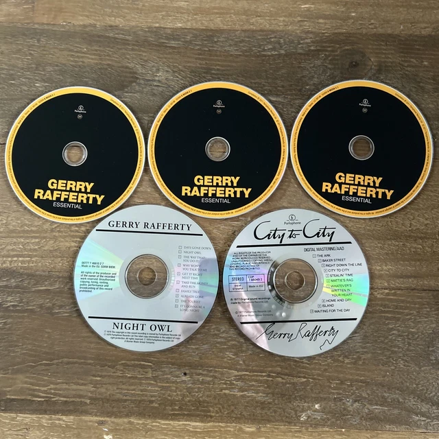 GERRY RAFFERTY X 5 CDS CITY TO CITY, NIGHT IWL, ESSENTIAL (DISCS ONLY