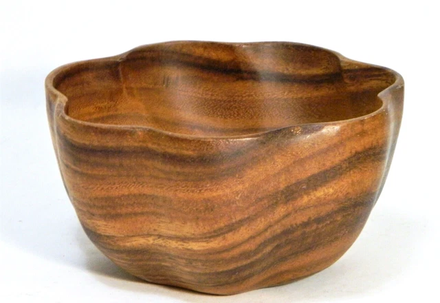 Vintage Wood Bowl Round Scalloped Edge Philippines MCM