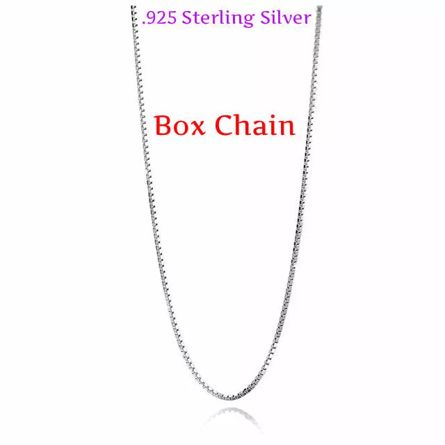 REAL Classic 925 Sterling Silver Box Chain Necklace SOLID SILVER Jewelry Italy
