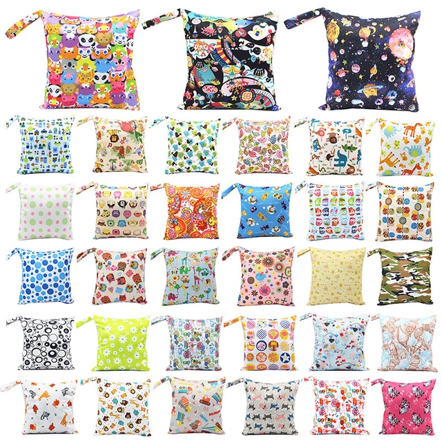 Waterproof Reusable Kids Baby Diaper Bag Washable Wet Dry Zip Nappy Diaper Bag