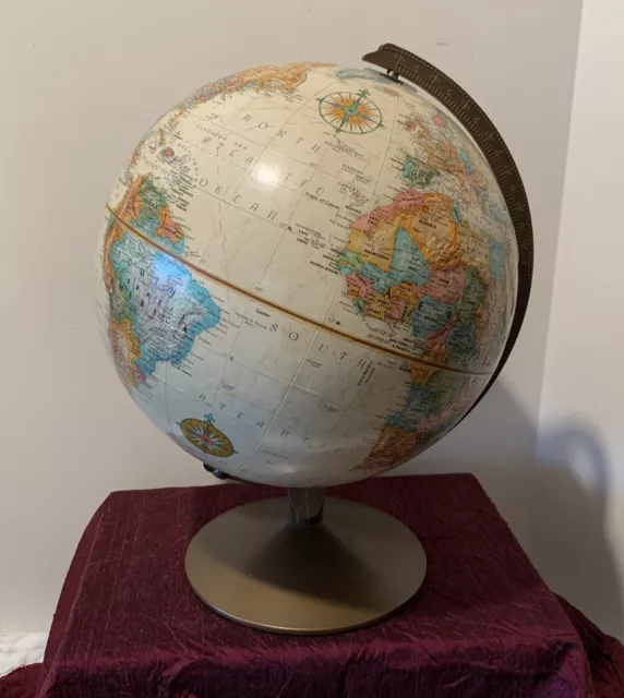 Vintage Replogle 12" Raised Relief World Classic Series Globe on Stand - USSR