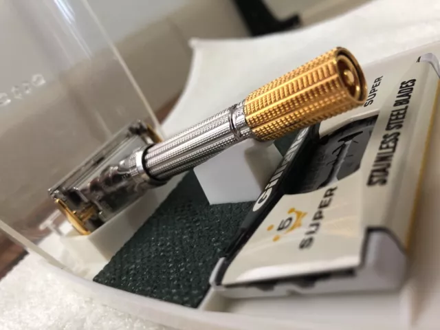 Platinum & Gold Plated Gillette 179 (Slim) Adjustable Razor + Case & Blades – H2