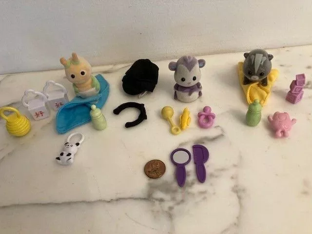 Zhu Zhu Pets LOT Baby Flocked Felted Hamster, Monkey, Snail & Accessories Zhu Zhu Pets LOT Baby Flocked Felted Hamster, Monkey, Snail & Accessories
