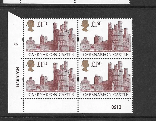Machin - Castle High Value £1.50 - plate block of 4 - plate 4M - unmounted mint
