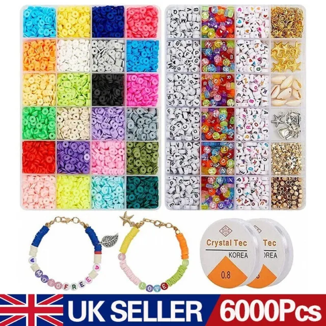 Clay Beads for Friendship Bracelets Kit, 24 Colors 6000Pcs Clay Beads  Jewery Making Kit, Taylor's Friendship Bracelets Making Kit, Letter Beads &  Various Jewelry Beads With Elastic String and Gift Box 