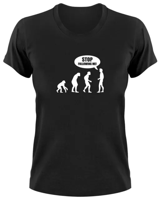 Stop Following Me Evolution Girlie Damen Fun T-Shirt Something Somewhere Darwin