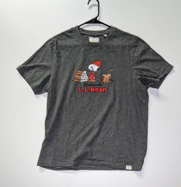 L.L. Bean x Peanuts Snoopy Colab T Shirt Size Large Gray