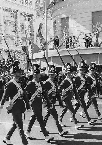 Soldiers Of The 48Th Northamptonshire March Past Sydney 1970 Old Photo