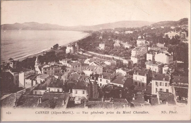 Cpa Cannes. Vue Generale Prise Du Mont Chevalier. Nd. Phot Ecrite  Tbe