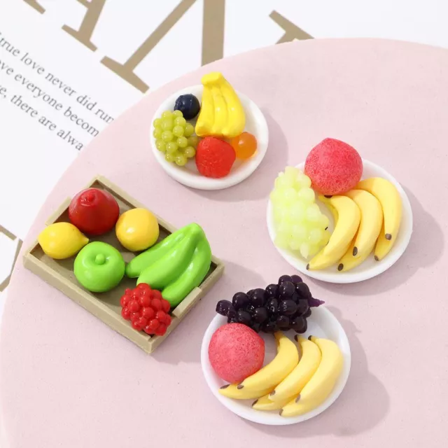 Doll Accessories Miniature Fruit Tray Simulation Food Dollhouse Kitchen Toy