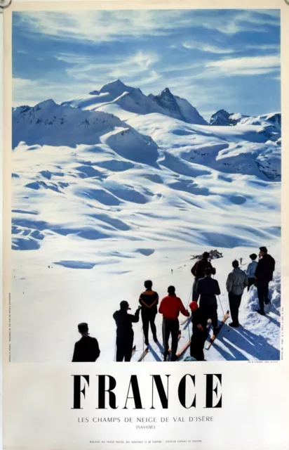 Val d'Isere Les champs de neige 99x62 cm . Tirage héliogravure 1954.