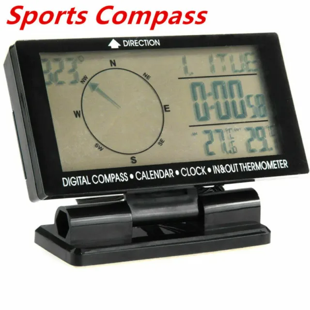 Car Electronic Digital Compass Clock Thermometer In/Out Travel Guiding Calenda