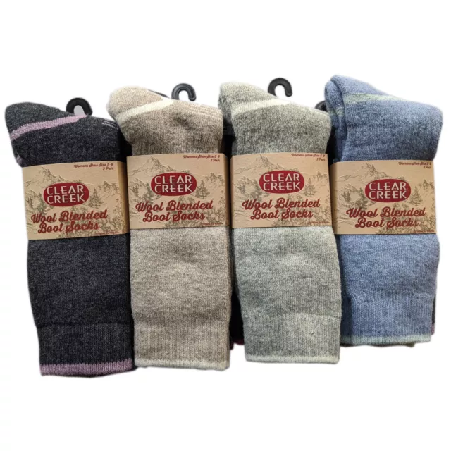 4-Pairs Clear Creek Wool Blended Boot Socks Women's Shoe Size 5-9