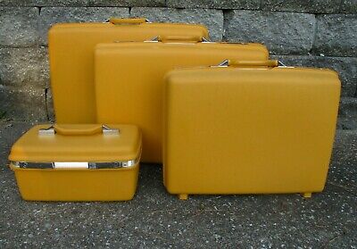 Samsonite VTG 1970s Montbello II Harvest Gold 4 pc Luggage Set Hard Side 3 Boxed