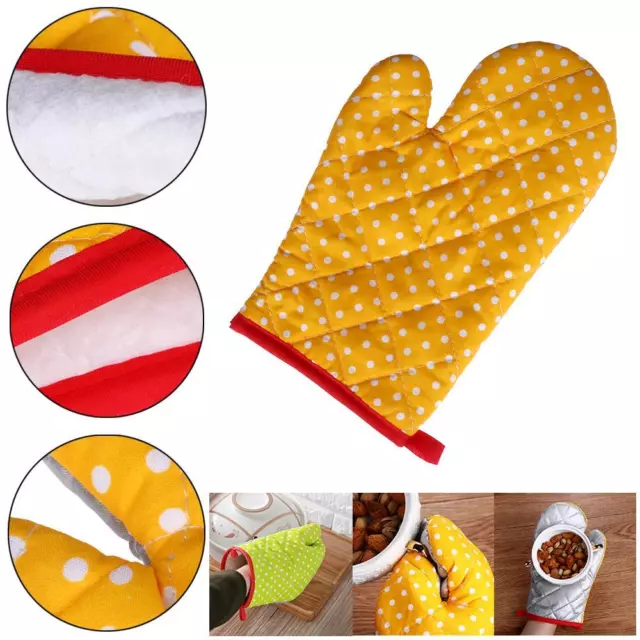 Ovenware Anti Hot Cotton Dot Mitts Thick Oven Gloves Microwave Insulation