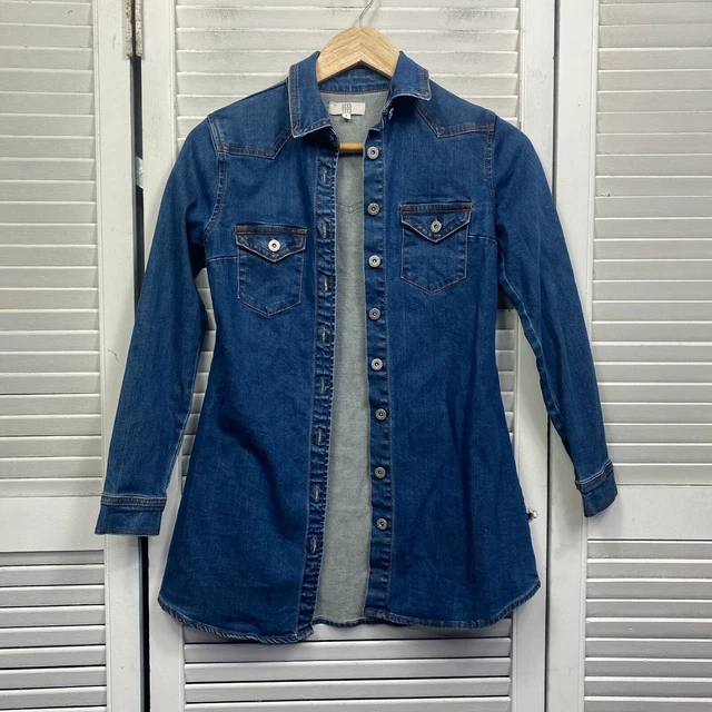 Seed Heritage Teens Girls Denim Shirt Top 8 Blue Long Sleeve Button Up
