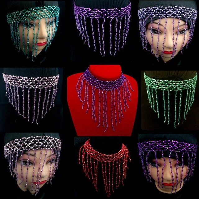 2in1 Danse Orientale Coiffure Bandeau de Cheveux Bijoux Collier de Perles Tribal