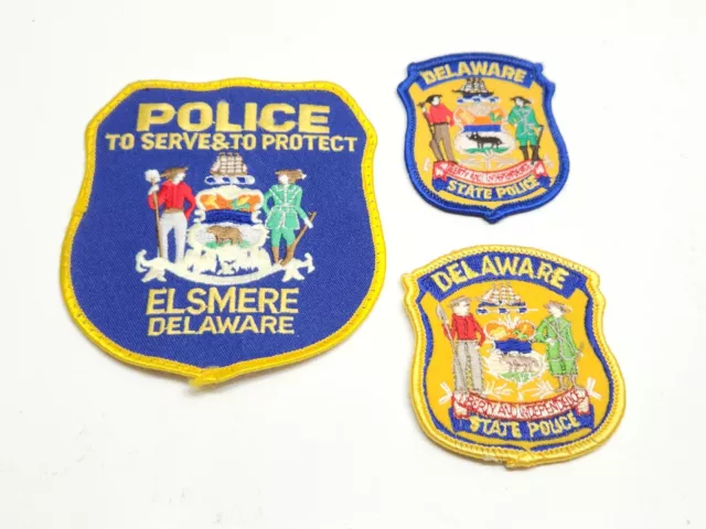 Elsmere Delaware Police & DE State Police Vintage Patch Lot of 3