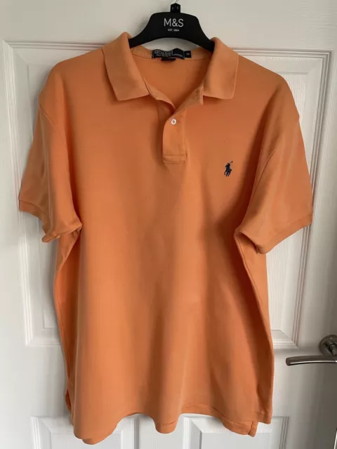 MENS Orange POLO By RALPH LAUREN Short Sleeve Polo Shirt -Size Medium