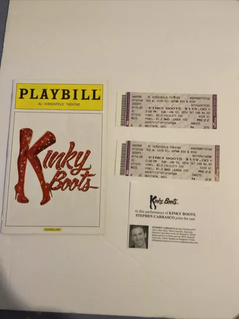 Kinky Boots Playbill  Jan  2014 Billy Porter  + 2 Ticket Stubs & Cast Slip