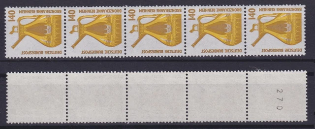 Bund 1401 u RM 5er Streifen mit gerader Nummer SWK 140 Pf postfrisch