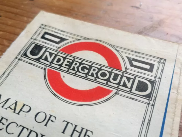 Original 1919 London Underground Railways Map - First Johnston Ring Logo!