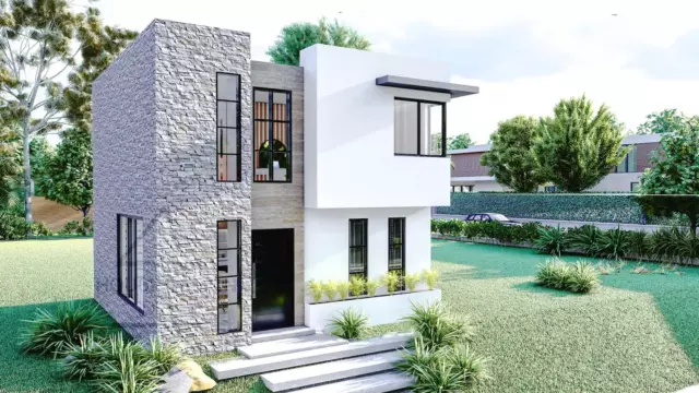 Modern House Home Building Plan 4 BedRoom 3 BathRoom With Garage & Free CAD File