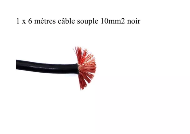 câble électrique batterie souple 10 mm2 noir 6 mètres
