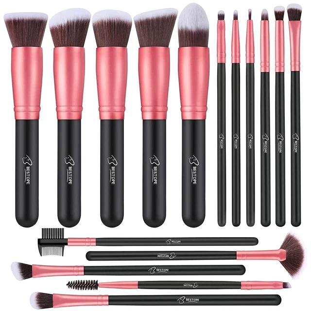 Pinselset Makeup Rosa Gold, Professionelle Make Up Pinsel Set mit Gesichtspinsel