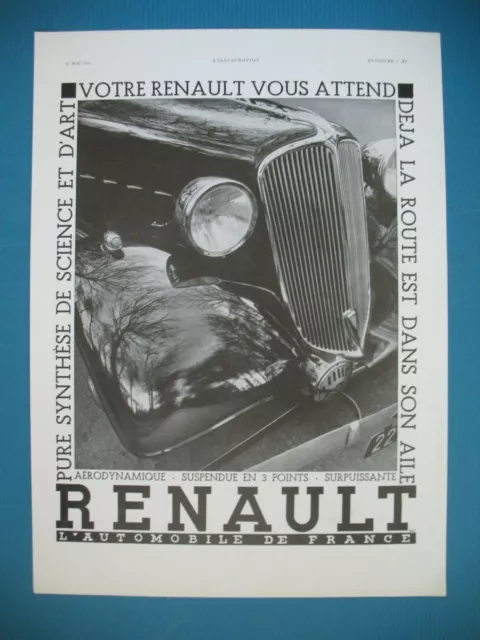 Publicite De Presse Renault Pure Synthese De Science Et D'art Automobile 1934
