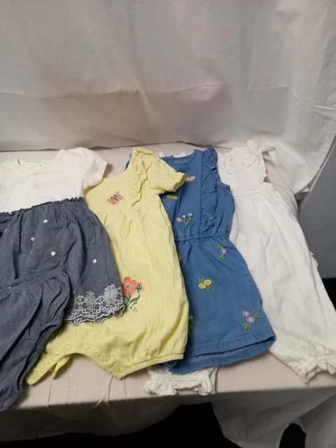 ❤️ 5 X Girls Clothes Bundle Playsuit Jumpsuit Age 9-12 Months Vgc
